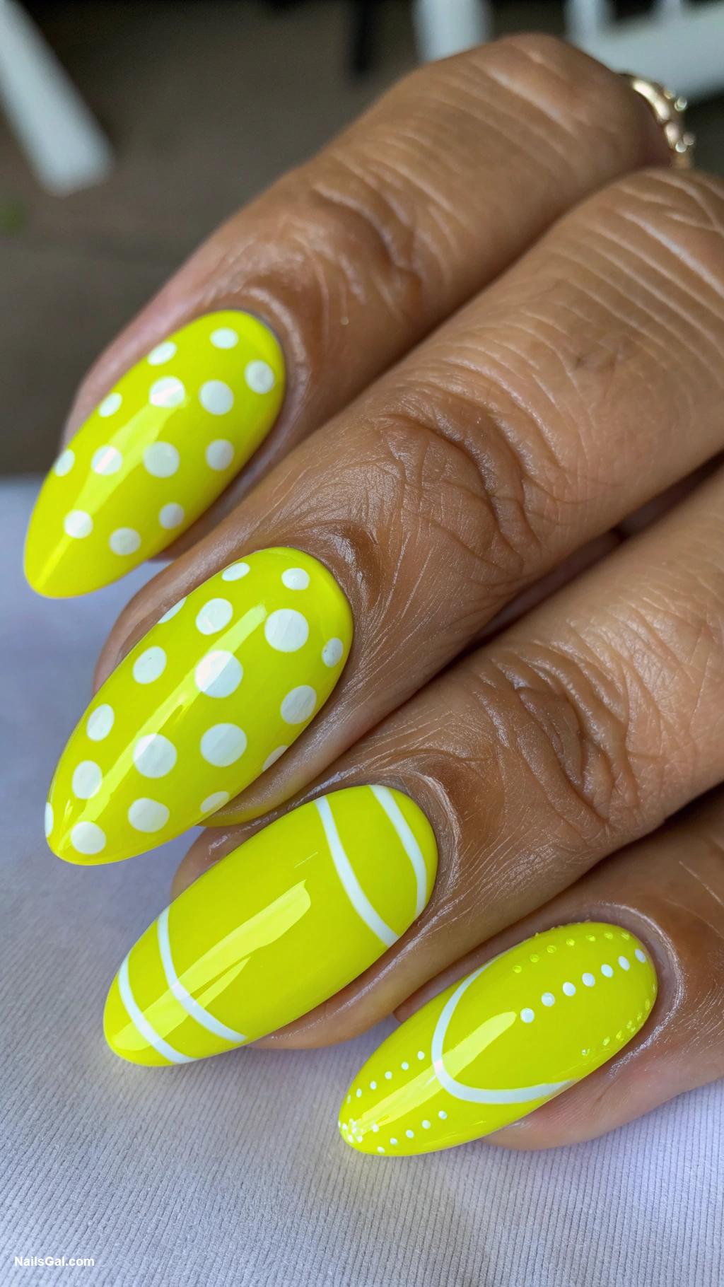 tennis nails Polka dots inspired by tennis balls