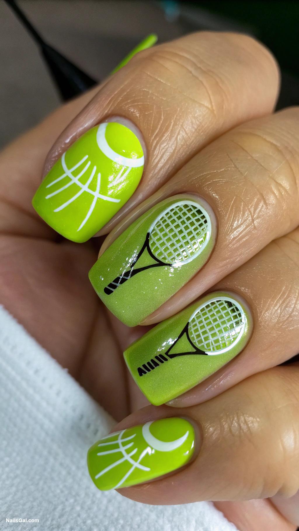 tennis nails Tennis ball and racket designs