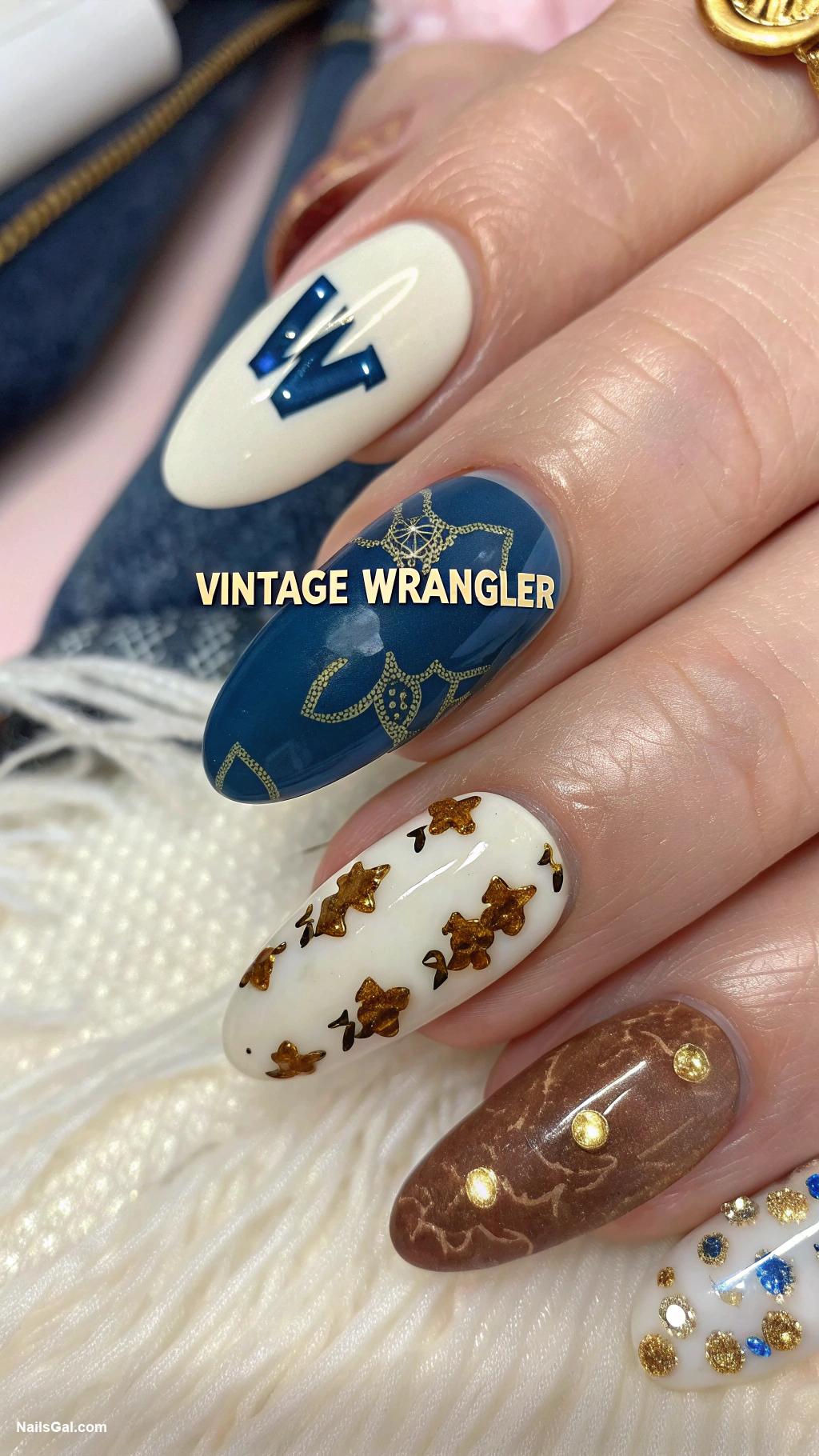 western nails Vintage wrangler logos on nails