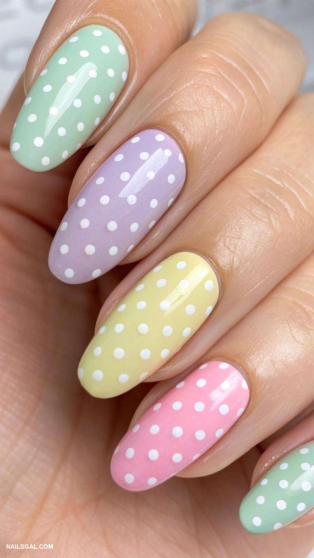 60s nail art Polka dots in pastel colors