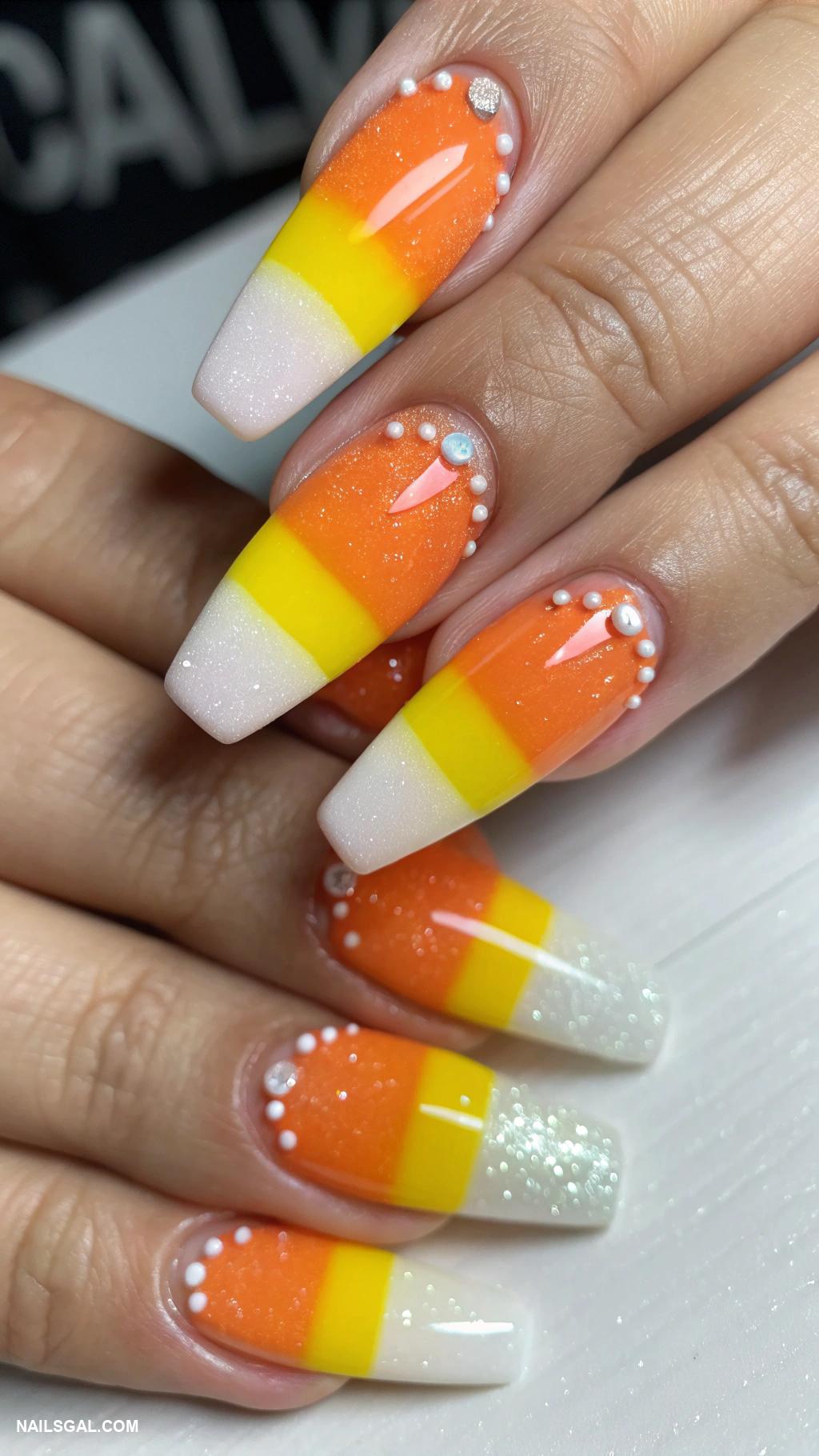 October nails Candy corn inspired nail design