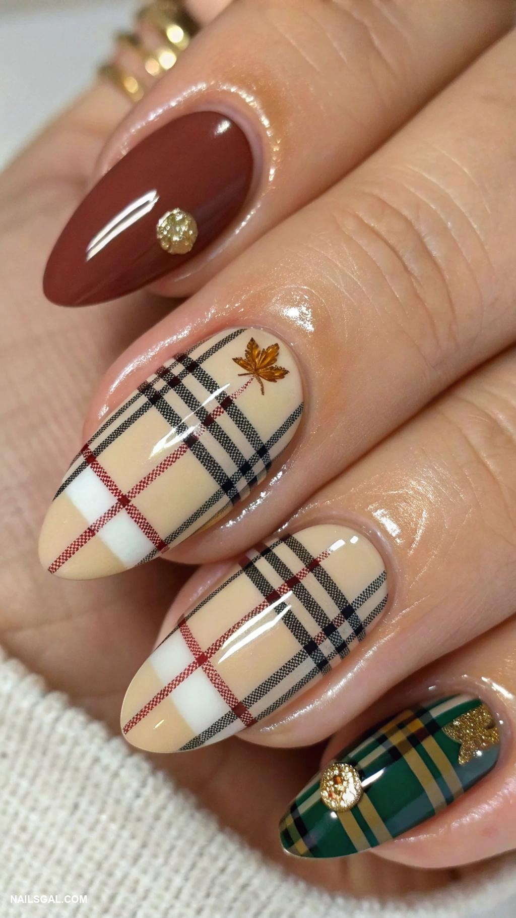 October nails Chic plaid patterns for cozy vibes