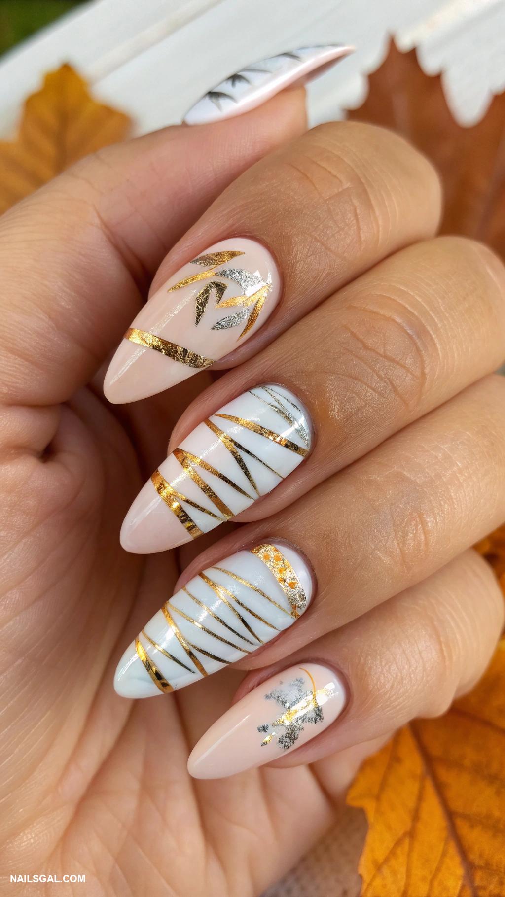 October nails Mummy wraps with white stripes