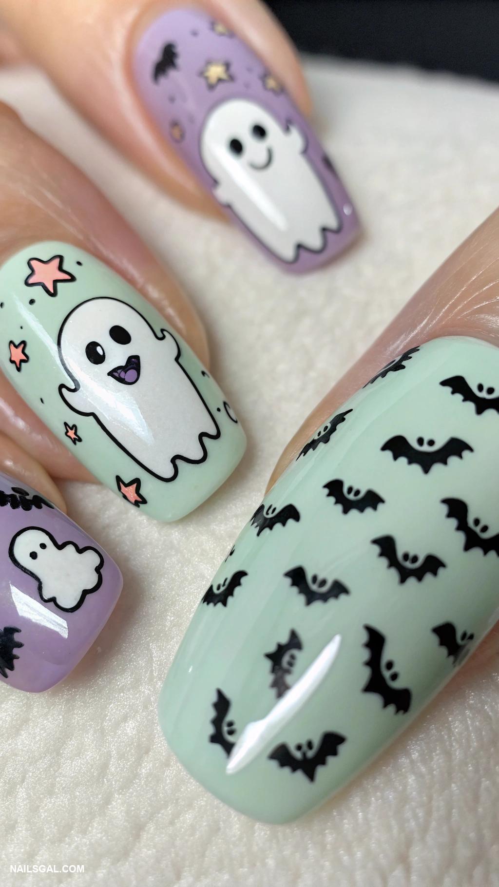 October nails Spooky ghost nail designs