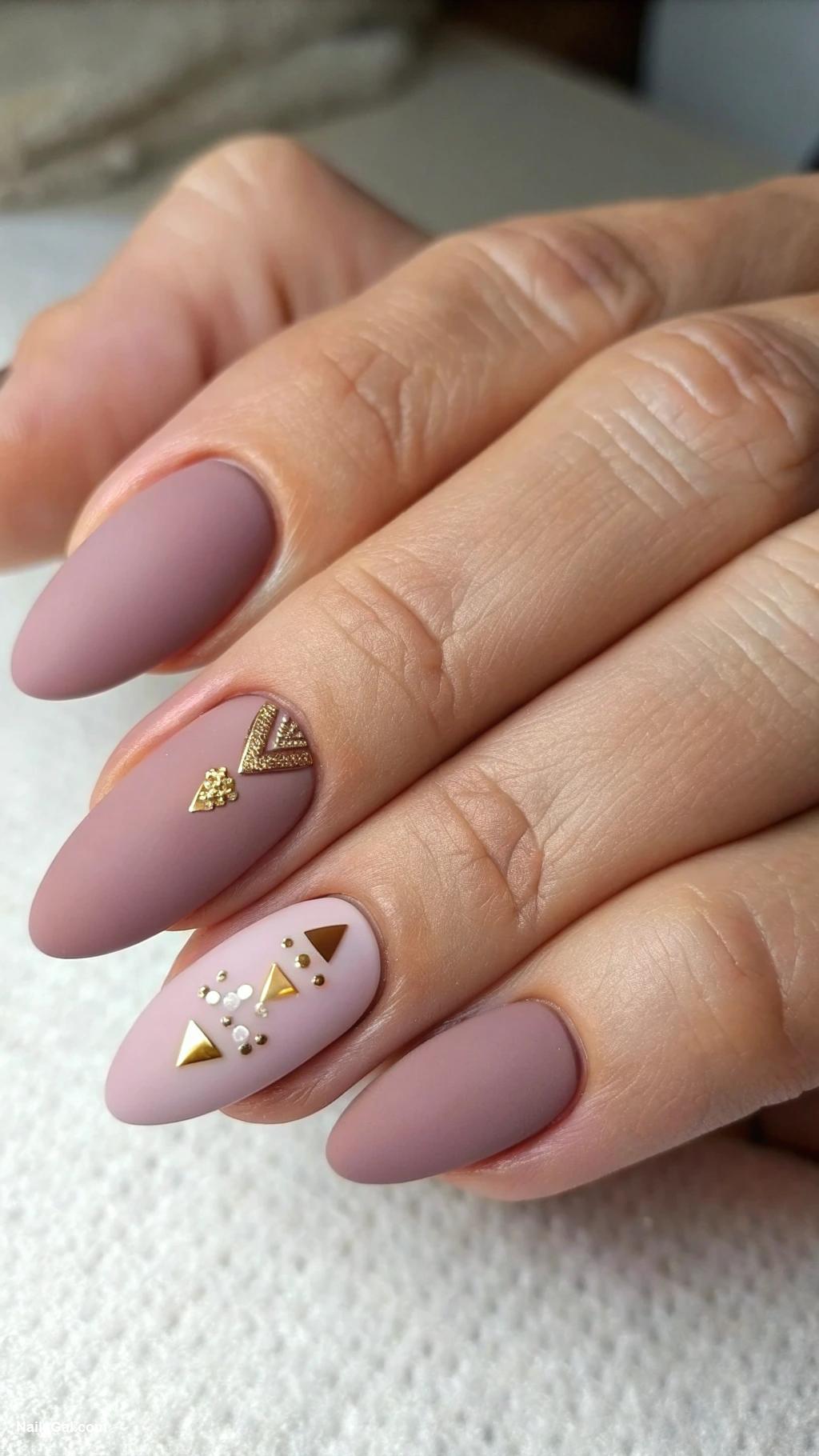 September nails Muted mauve with matte finish
