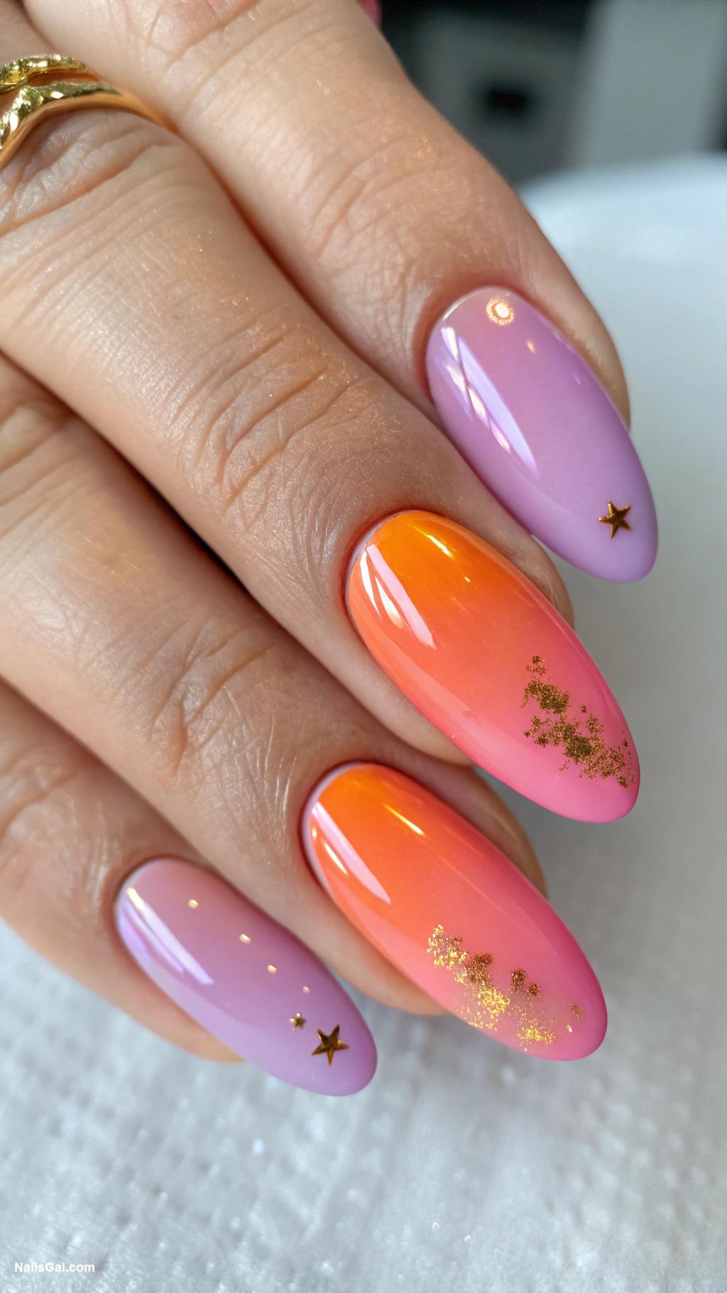 September nails Ombre sunset with soft gradients