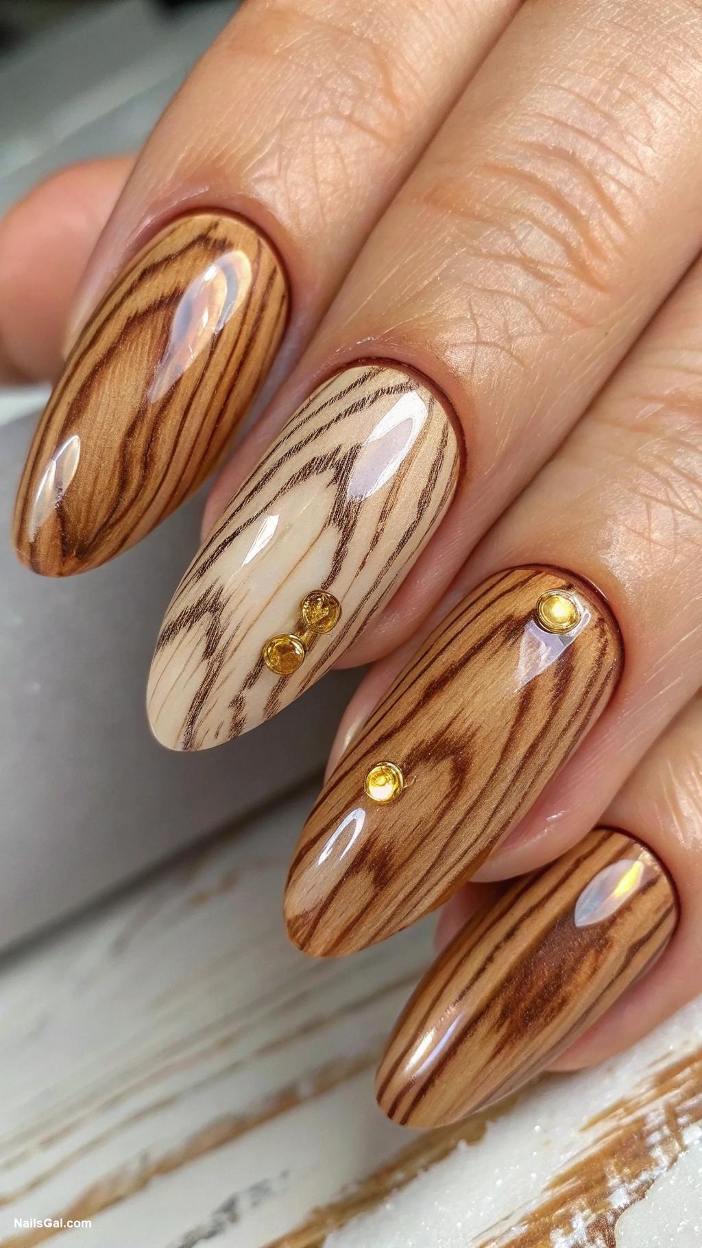 boho nails Rustic wood grain pattern