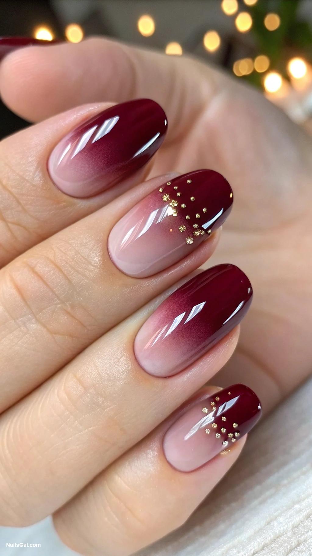 burgundy nails Burgundy ombre with nude base