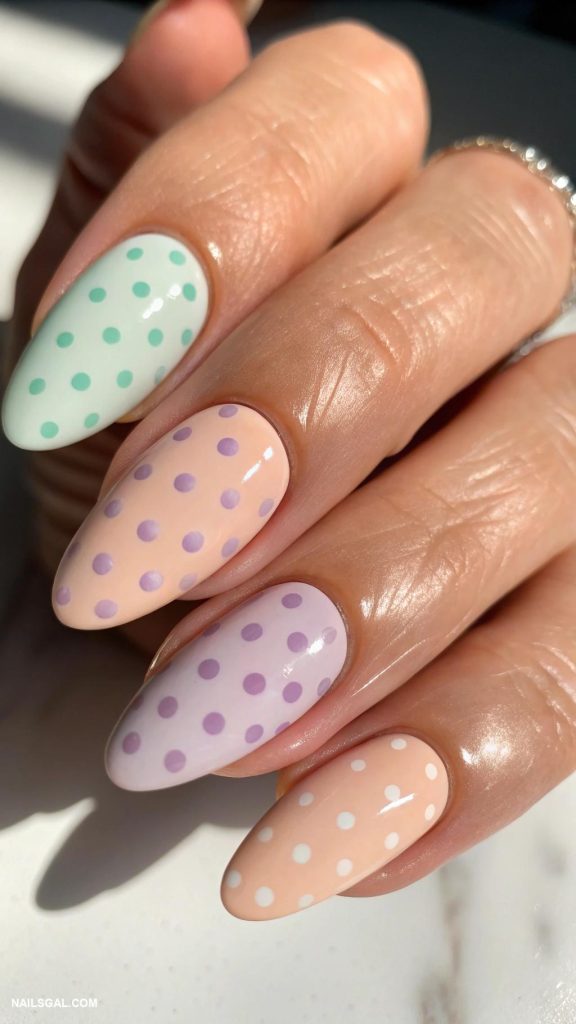 casual nails Polka dots on a nude base
