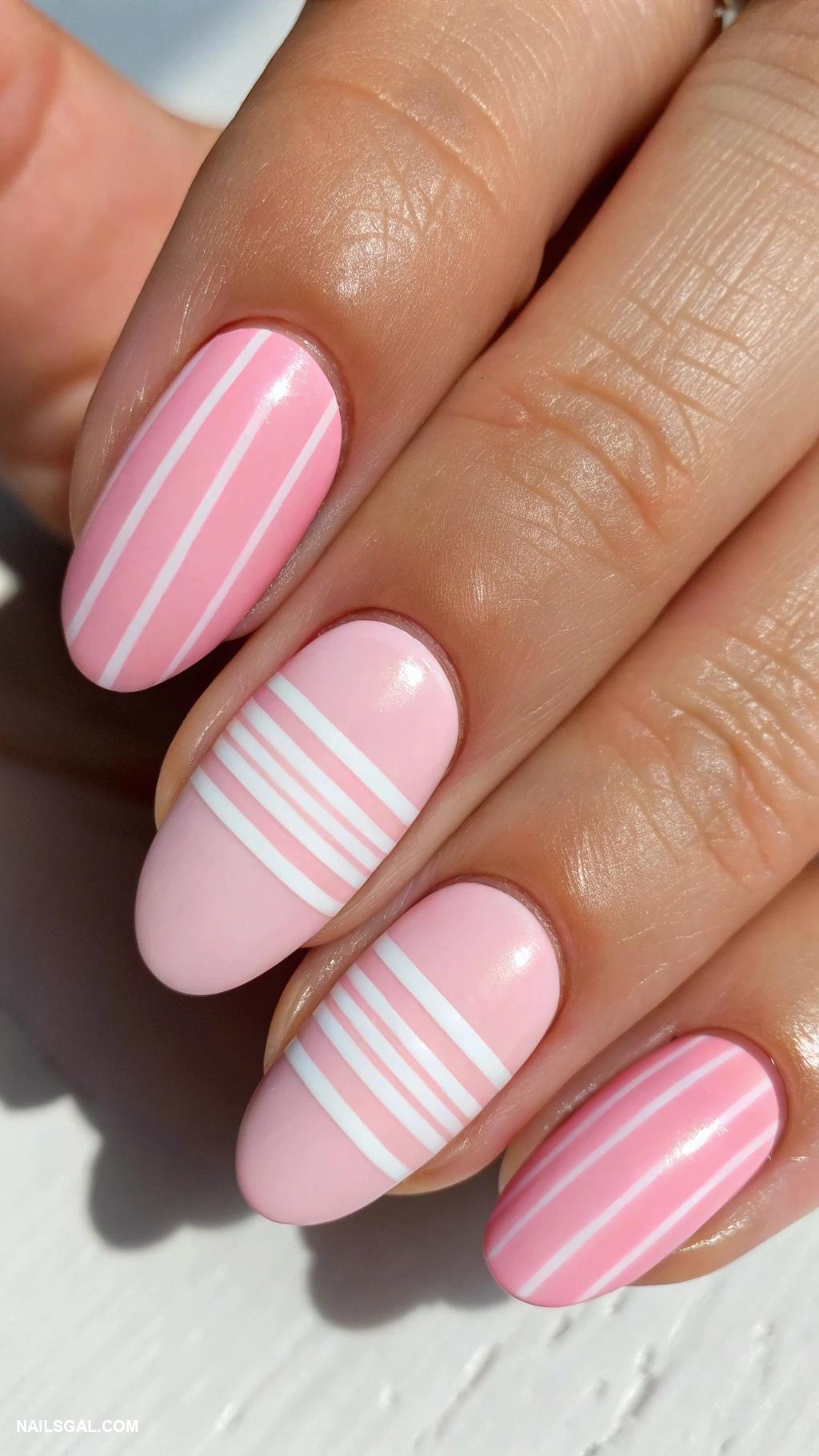 casual nails Simple stripes in contrasting shades