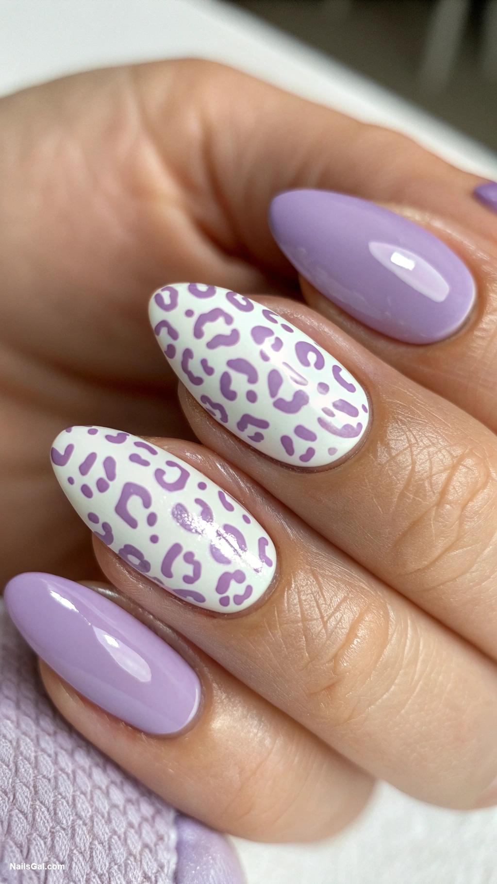cheetah print nails White cheetah print on lavender base