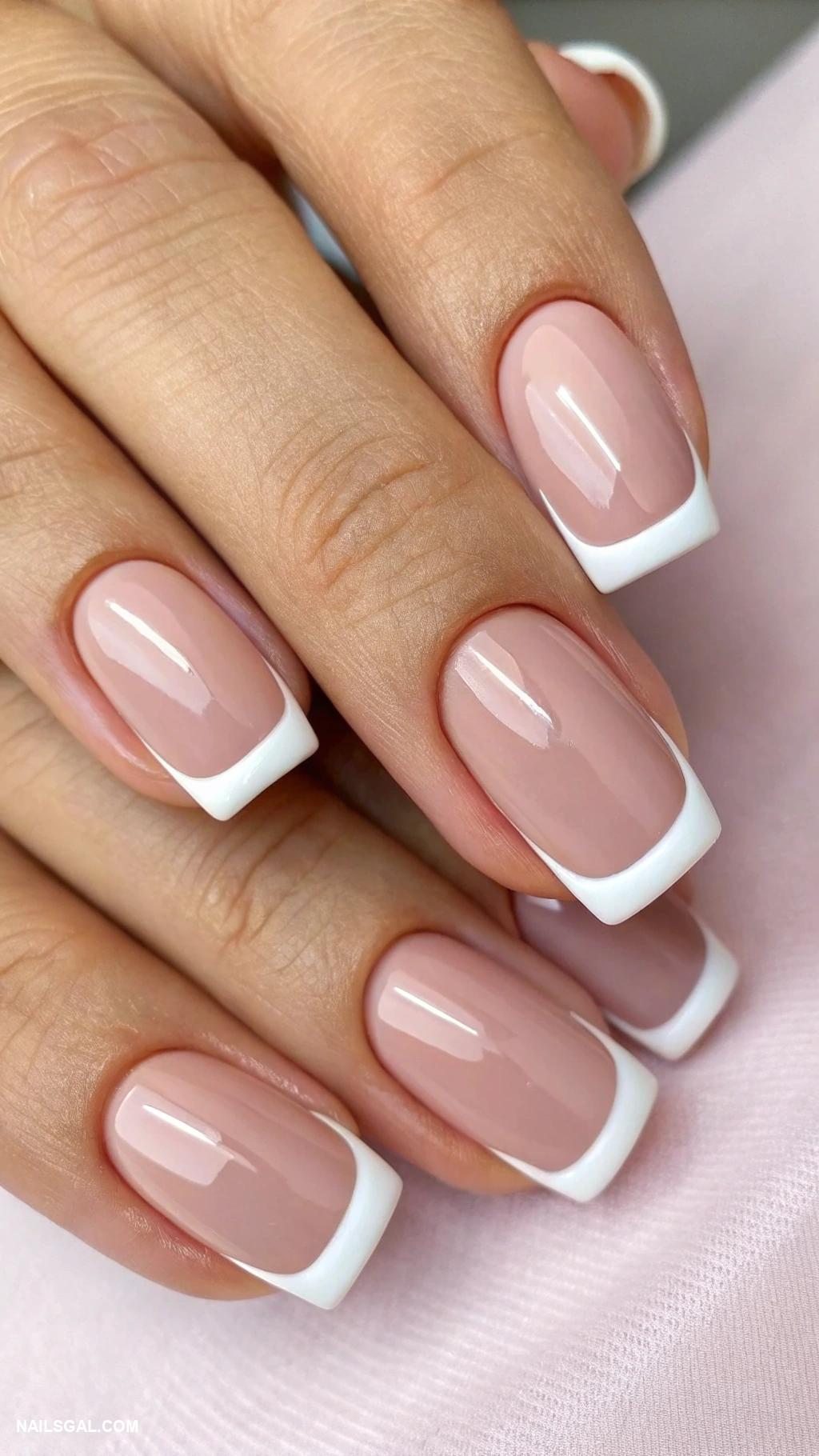 classy nude nails Classic French tips on nude base