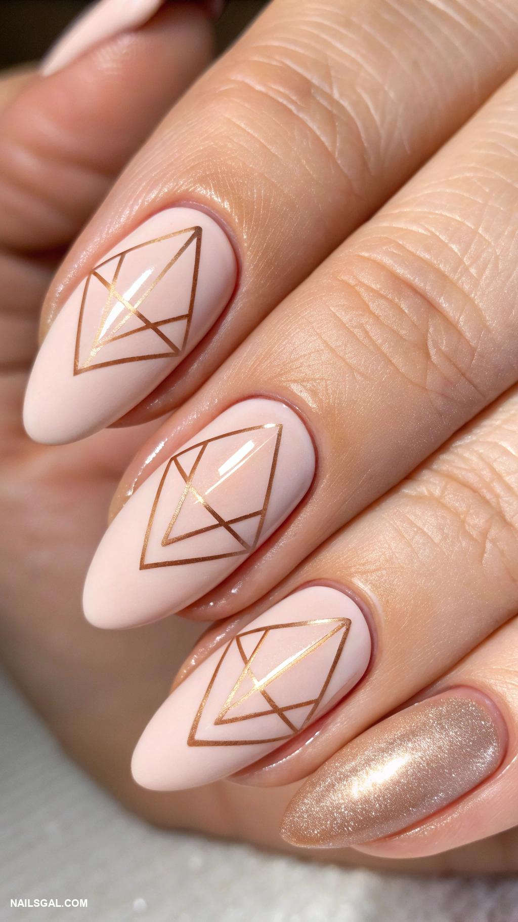 classy nude nails Nude with negative space triangles