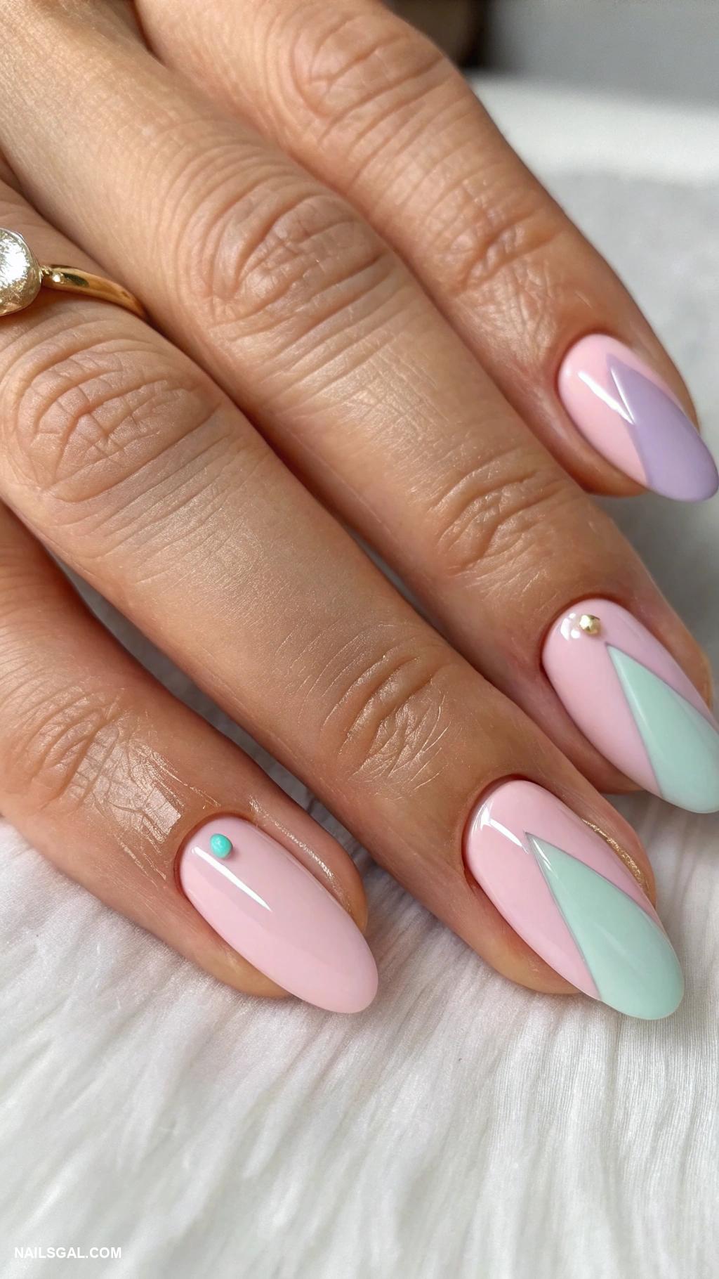 classy nude nails Two tone nude with pastel accents