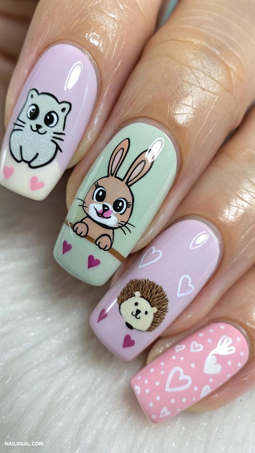 cute nails Cute animal designs with cartoon style