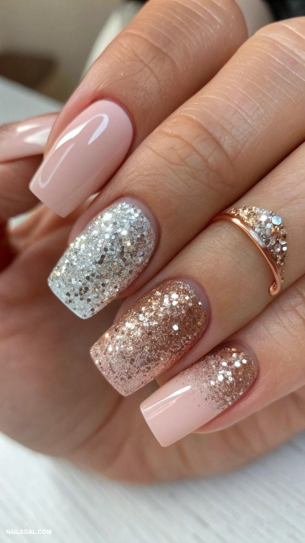 cute nails Glittery tips with matte finish