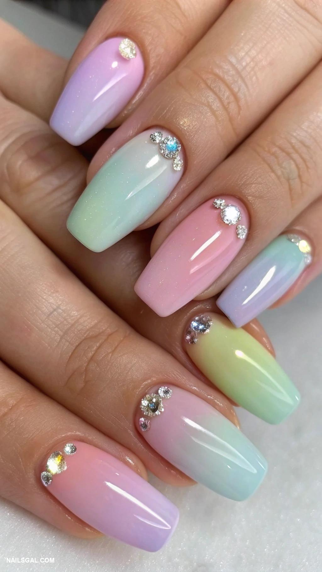 cute nails Pastel rainbow ombre design