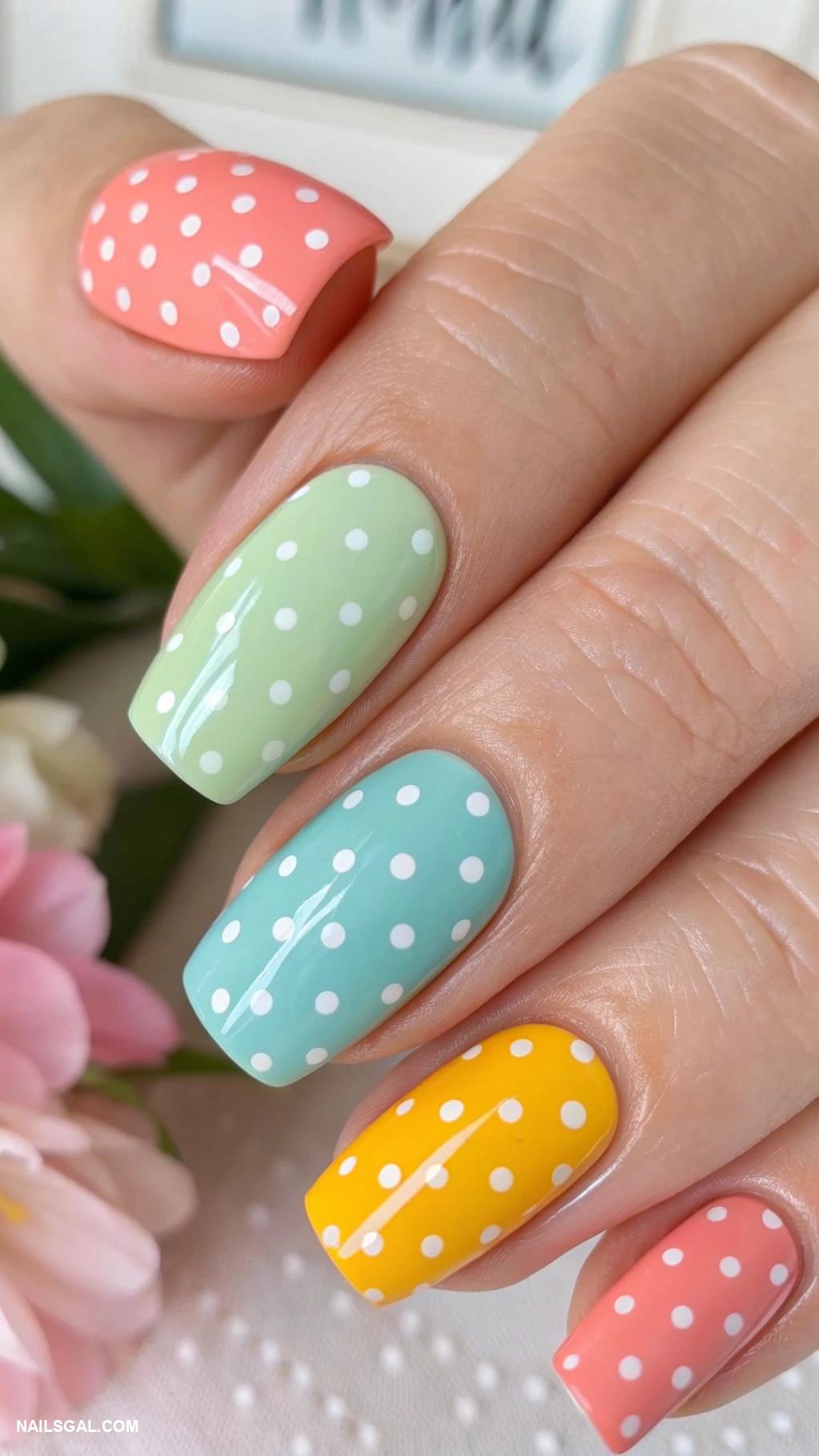 cute nails Polka dots on bright colors