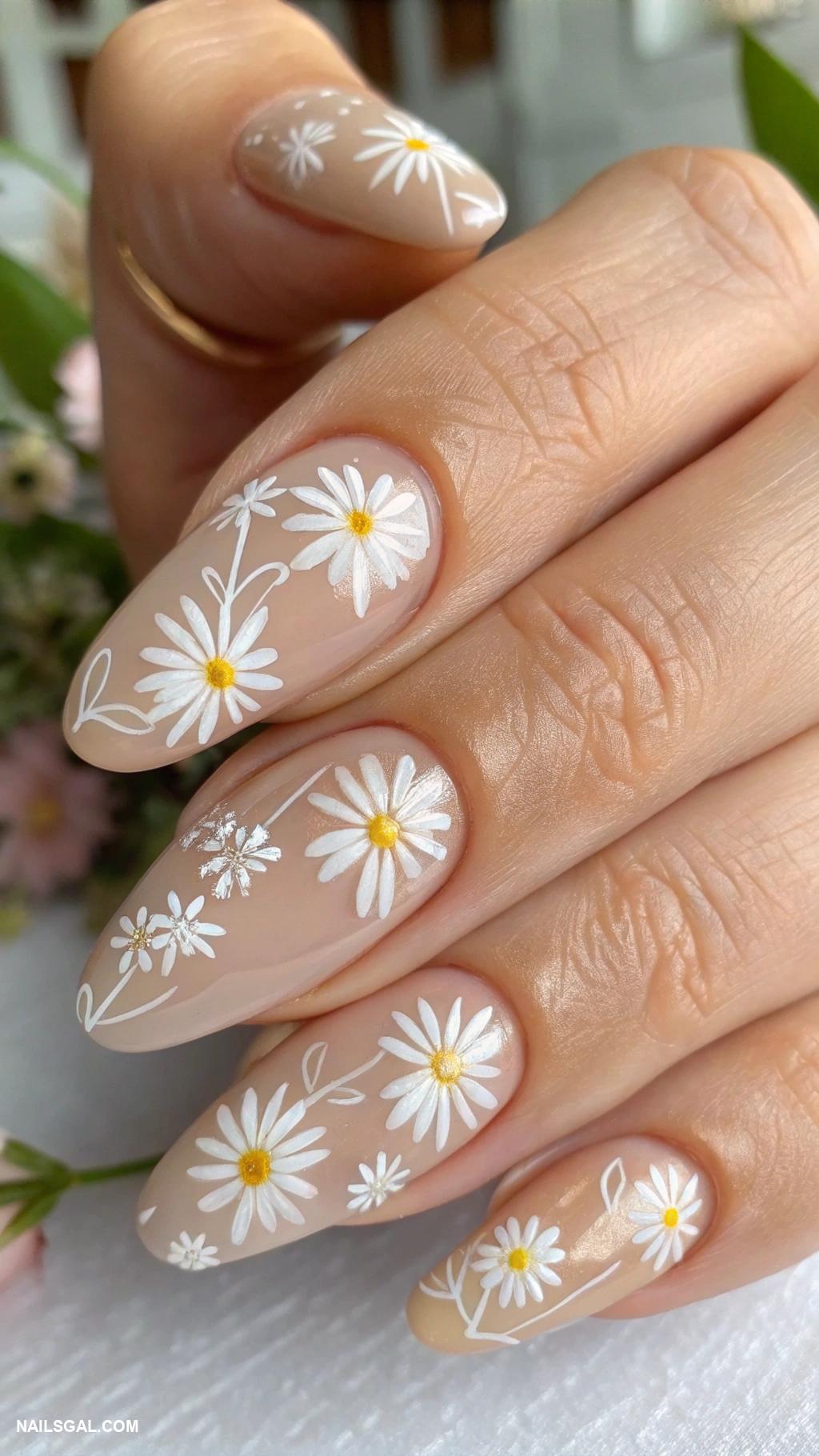 daisy nails Negative space showing daisy outlines