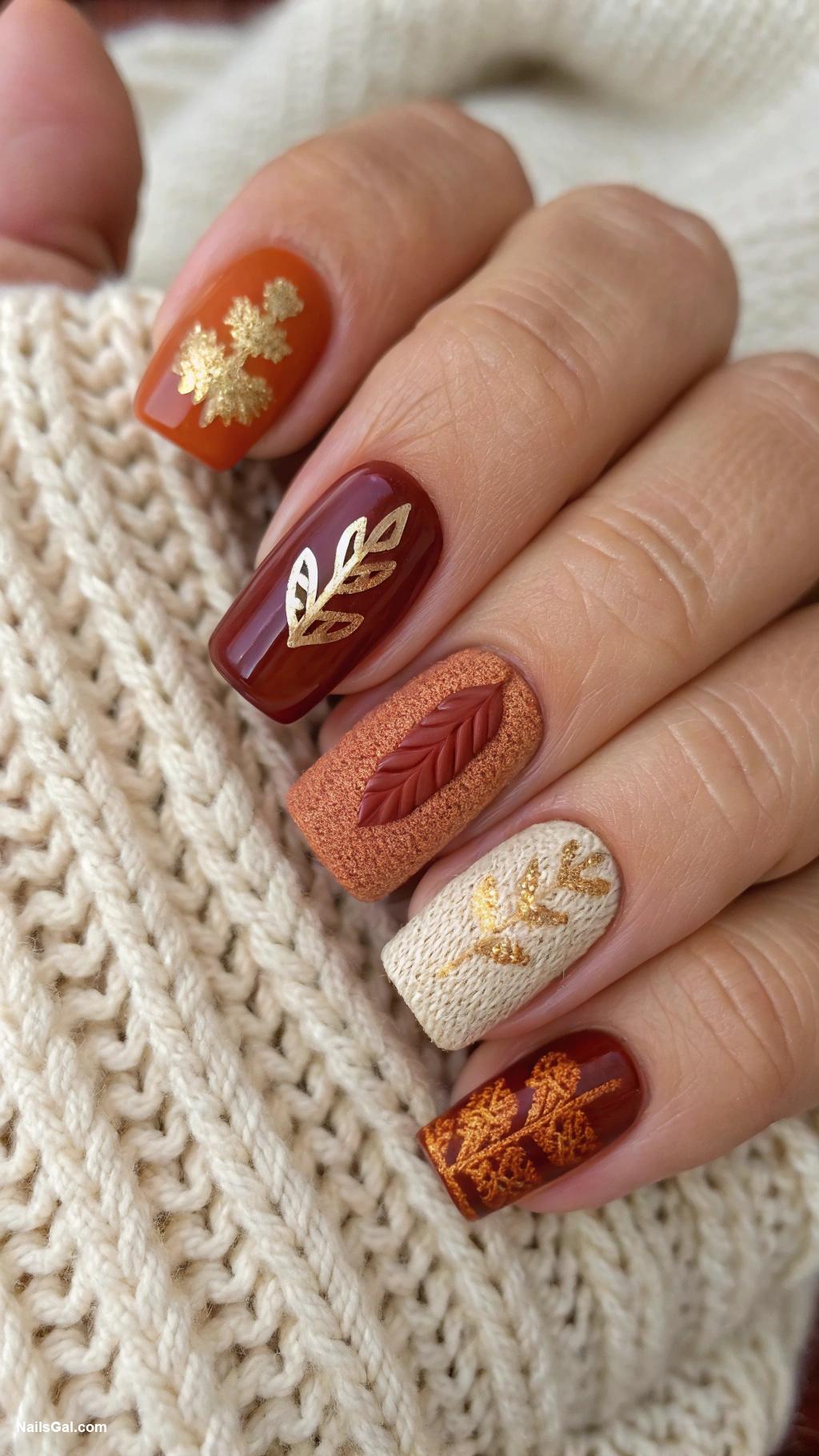 fall nail ideas Cozy sweater texture on nails