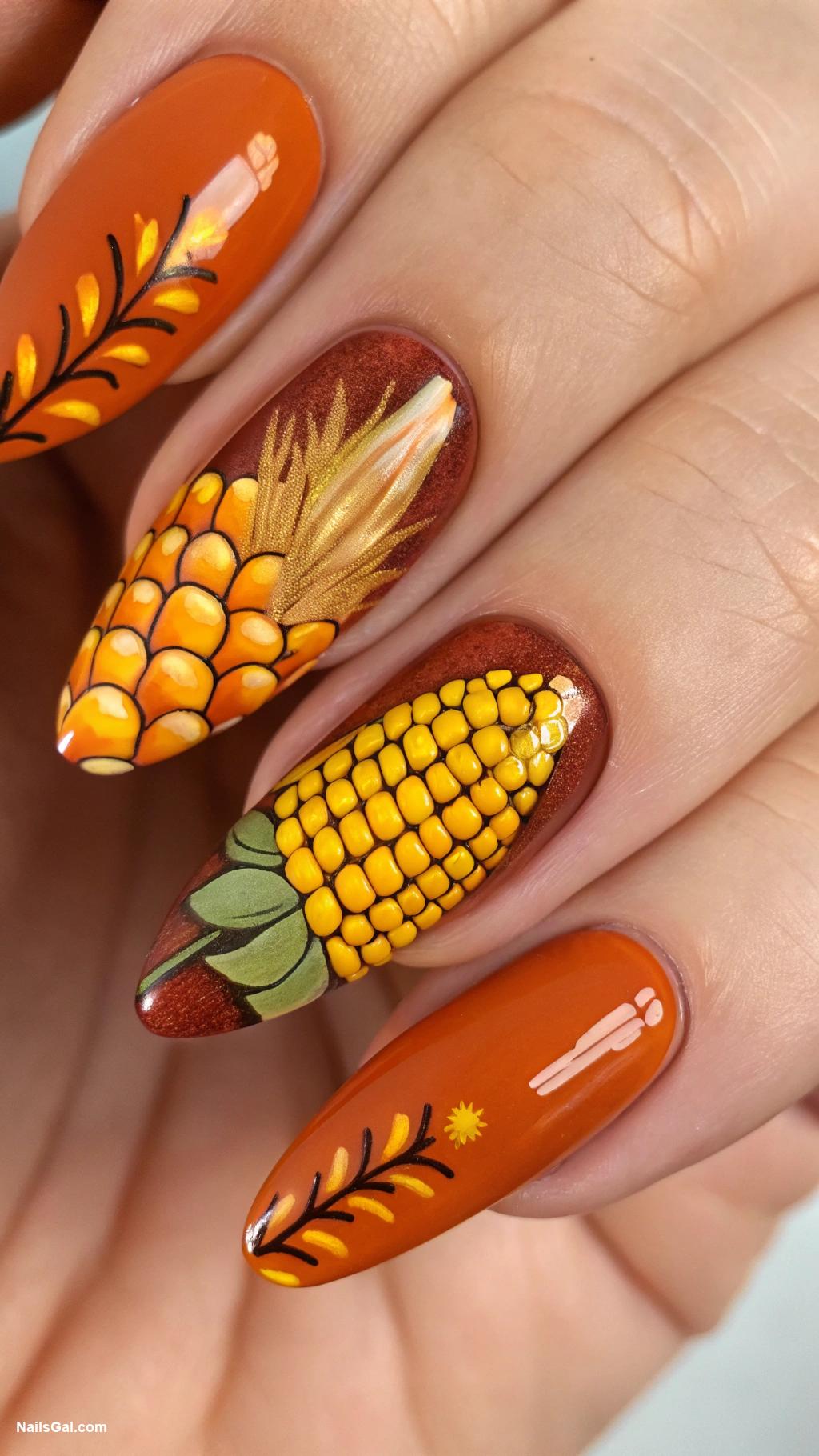 fall nail ideas Harvest corn nail art