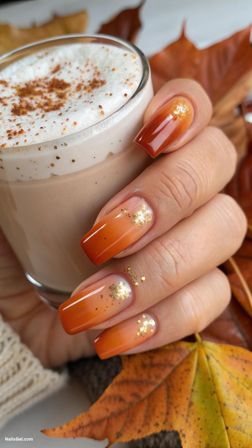 fall nail ideas Pumpkin spice latte inspired ombre