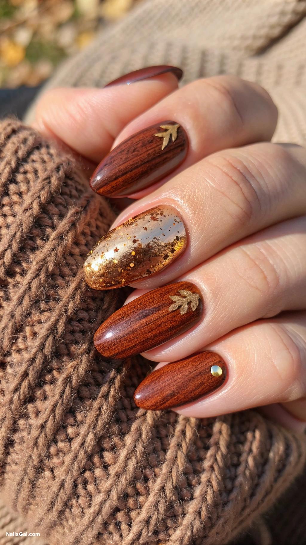 fall nail ideas Rustic wood grain design