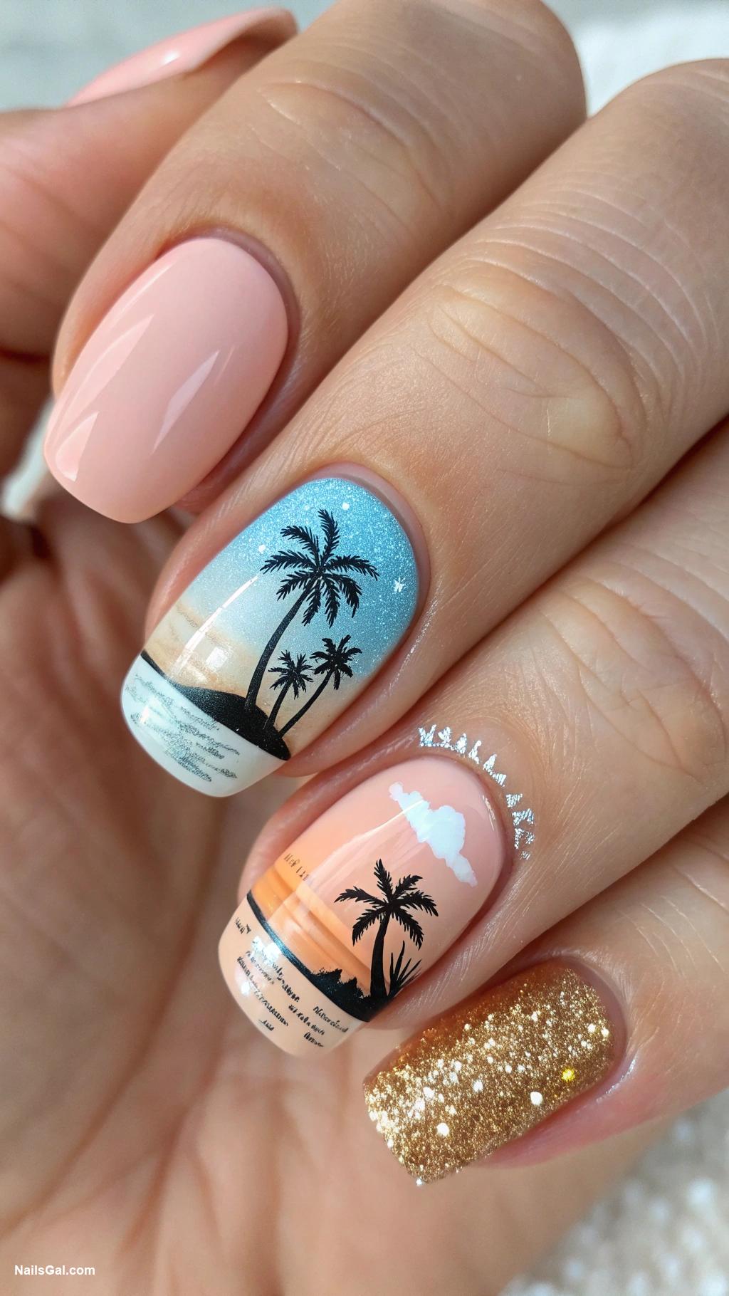 florida nails Beach scene with sand and surf