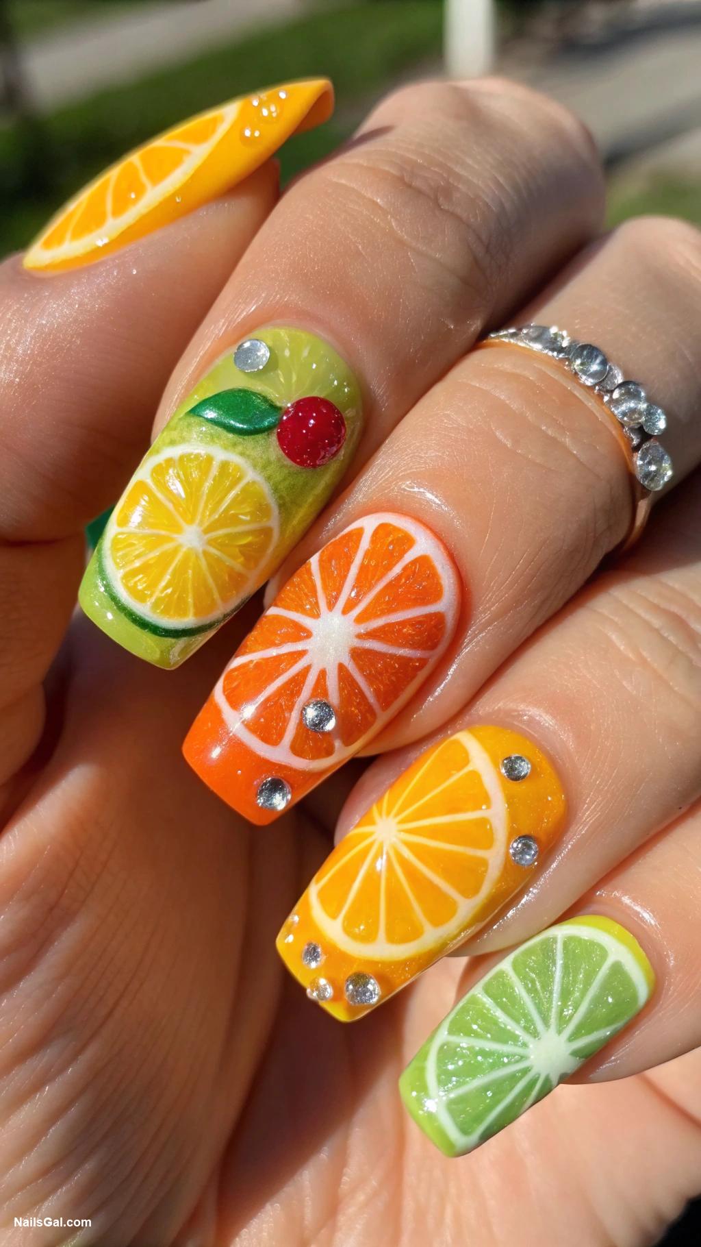 florida nails Florida citrus fruit designs