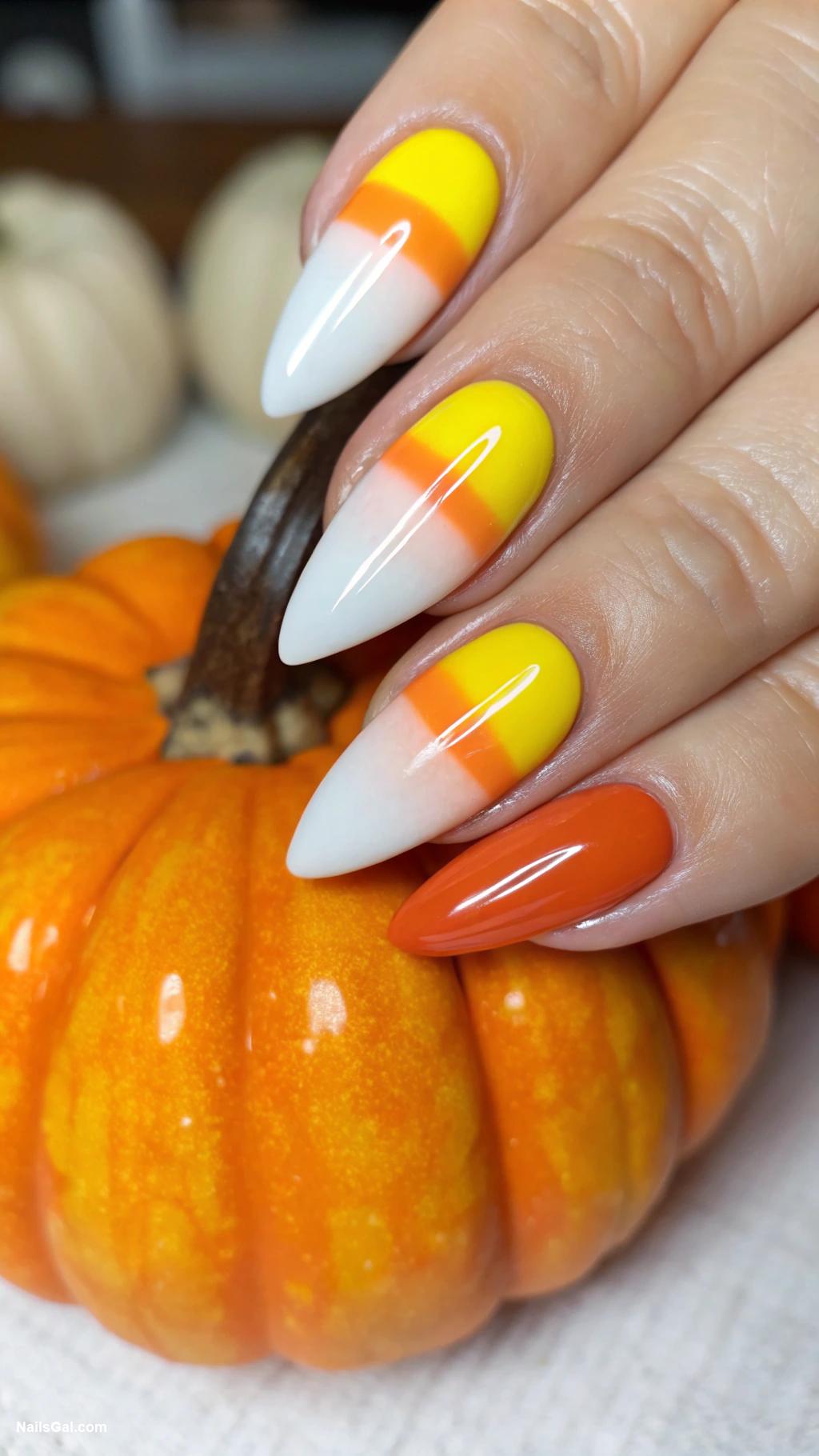 halloween nails ideas Candy corn gradient nail art