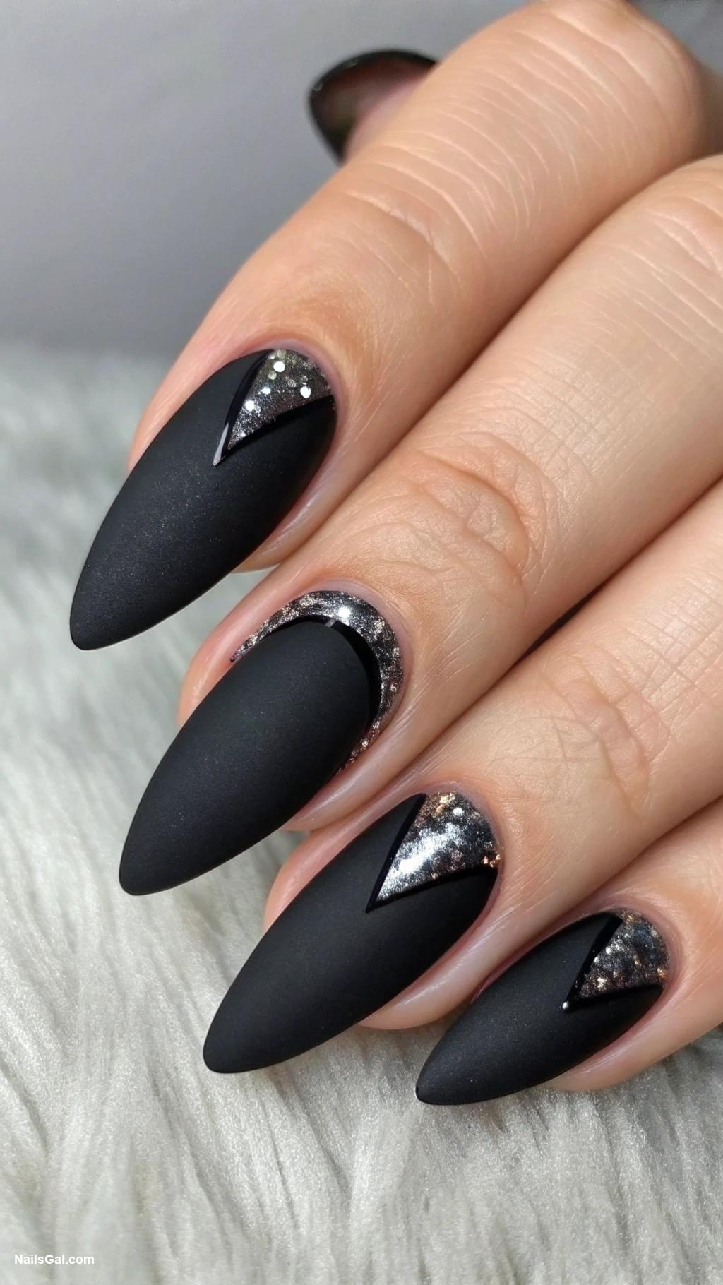halloween nails ideas Matte black nails with glossy tips