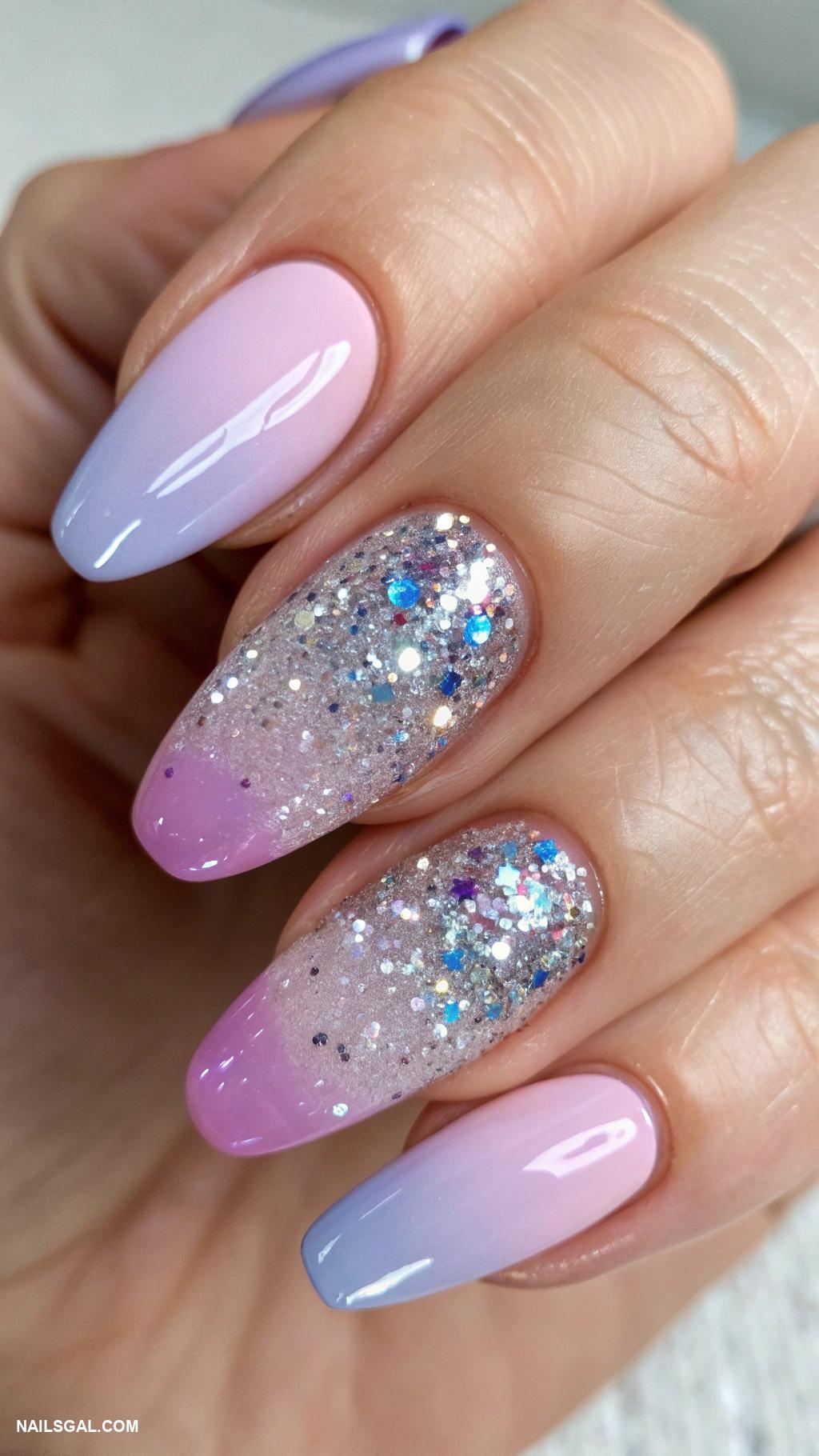 iridescent glitter nails Ombre effect with iridescent glitter fades