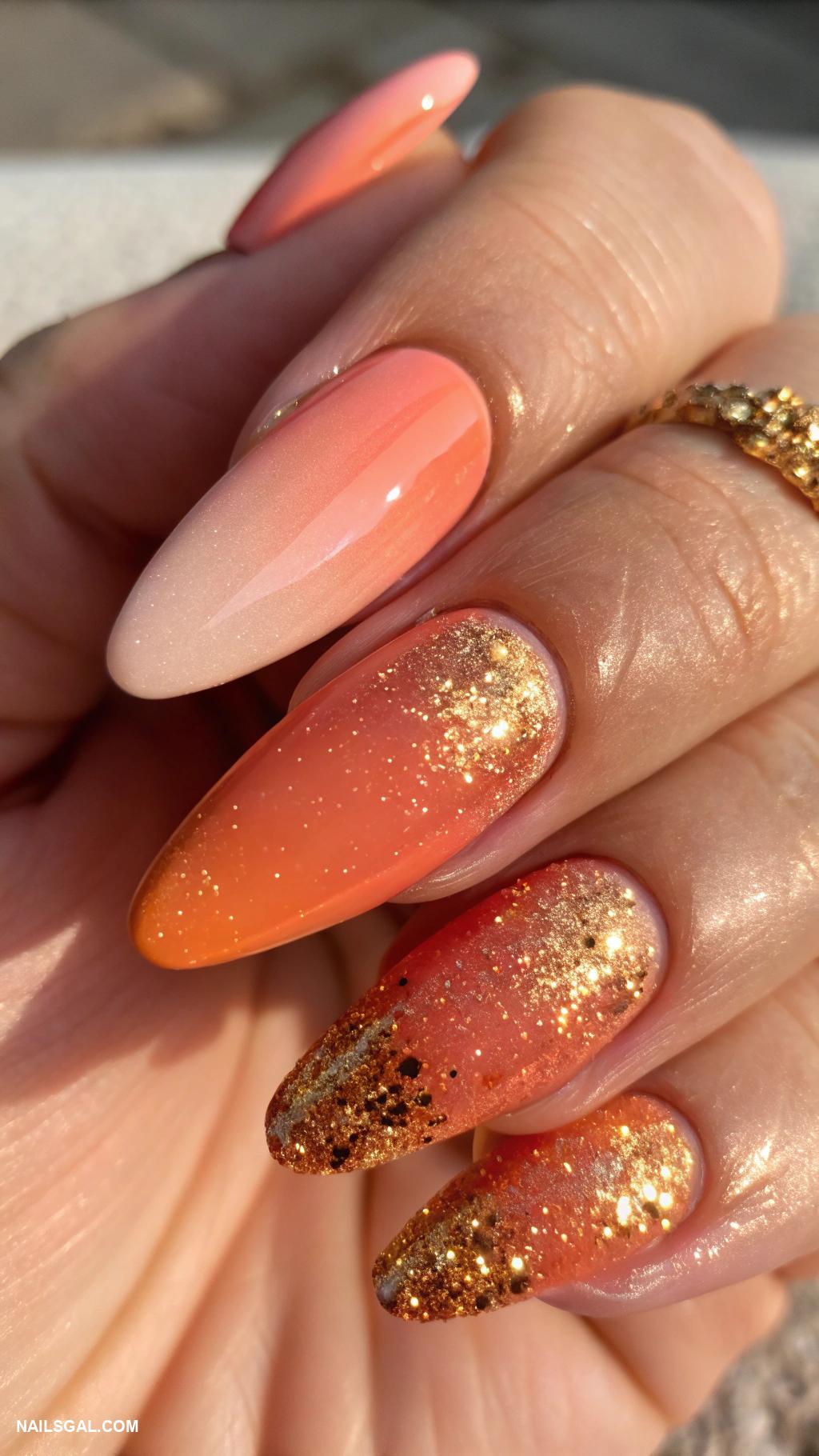 las vegas nail art Glittery desert sunset gradient