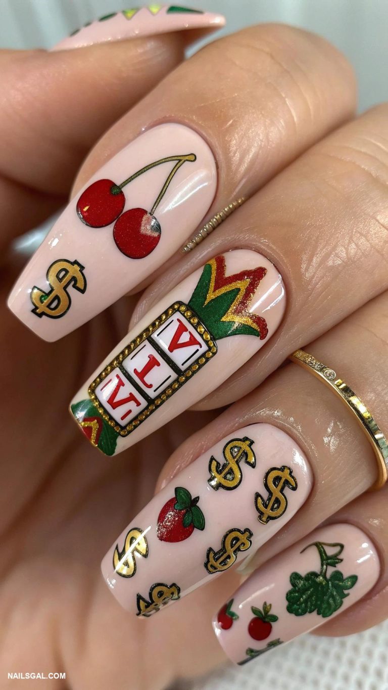las vegas nail art Slot machine icon illustrations