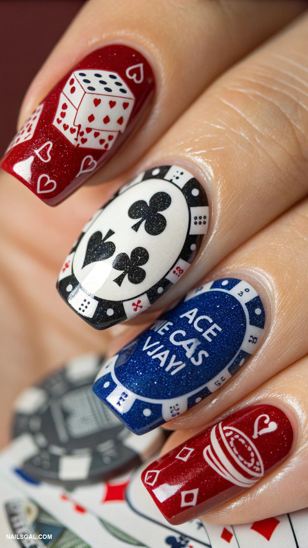 las vegas nail art Vintage casino chip patterns