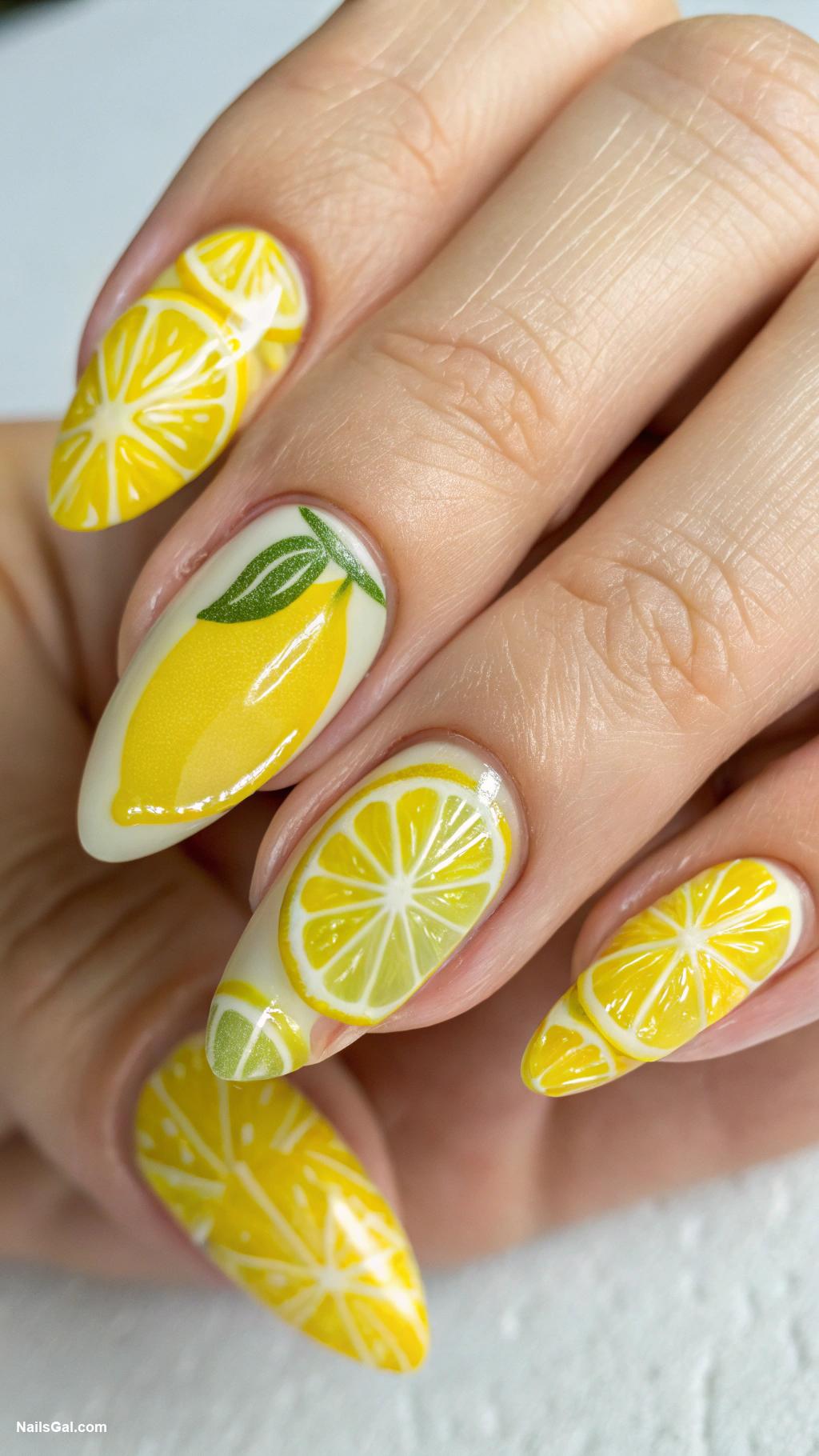 lemon nails Lemon zest texture on light background