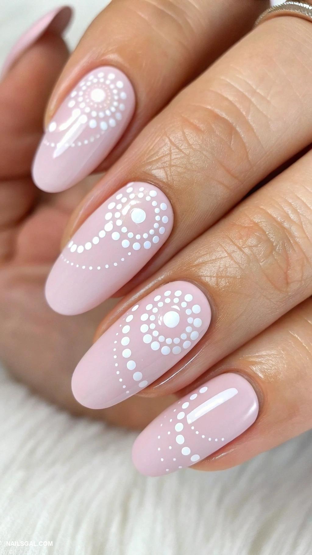 minimalist nails Delicate dots on a light background