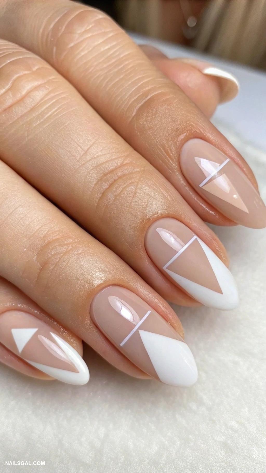 minimalist nails Negative space triangles on natural nails