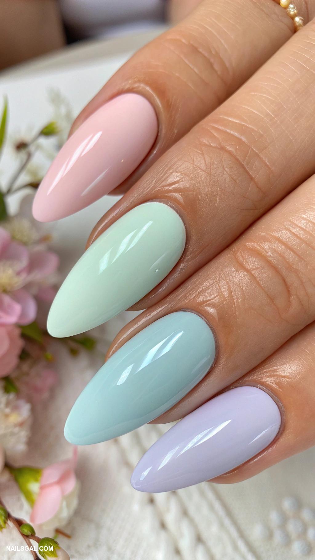 minimalist nails Solid pastel colors with glossy finish