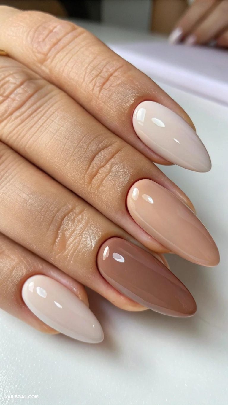 minimalist nails Subtle ombre effect in neutral shades