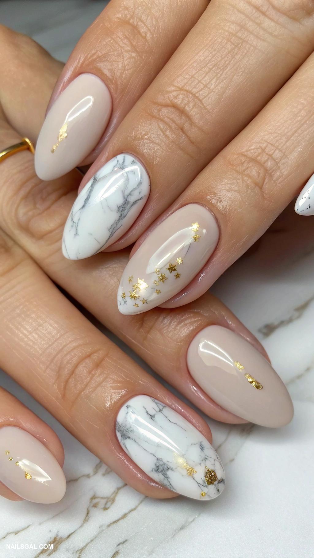nude nails Nude nails with a marble effect