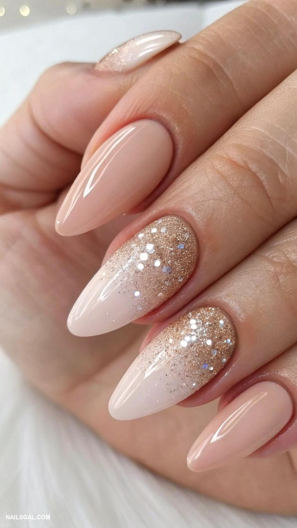 nude nails Ombre nude gradient with shimmer top coat