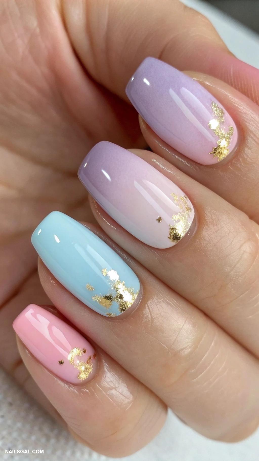 old money nails Ombre in soft pastel hues