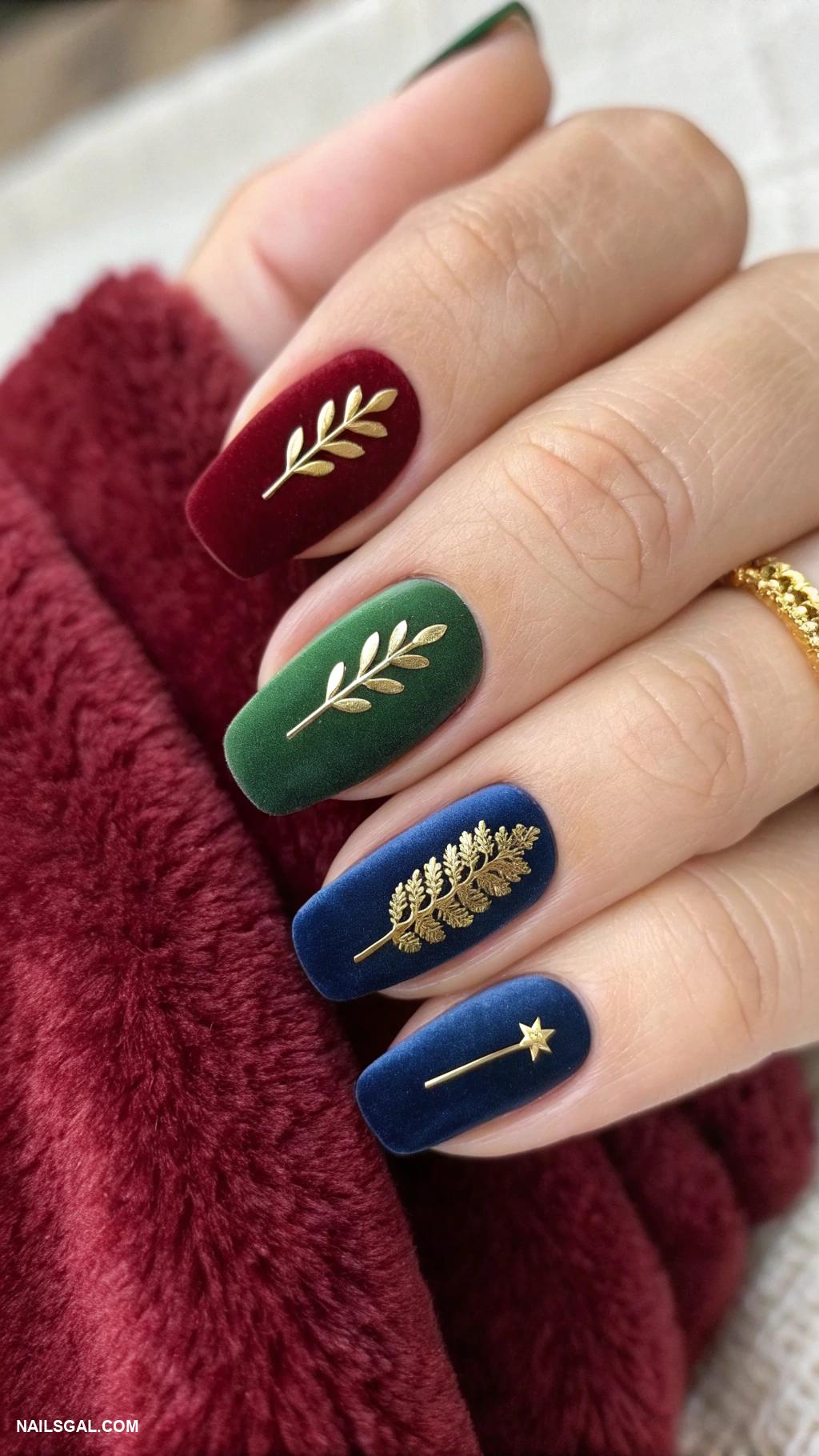 old money nails Velvet texture in rich colors