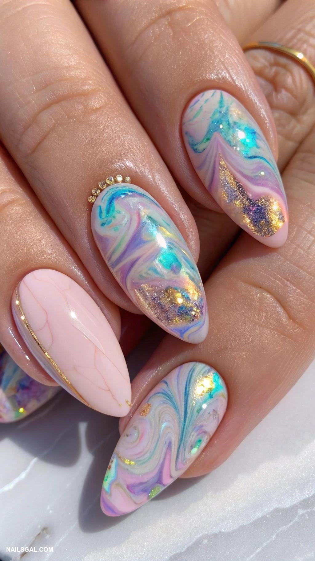 opal nails gel Abstract art with opal swirls