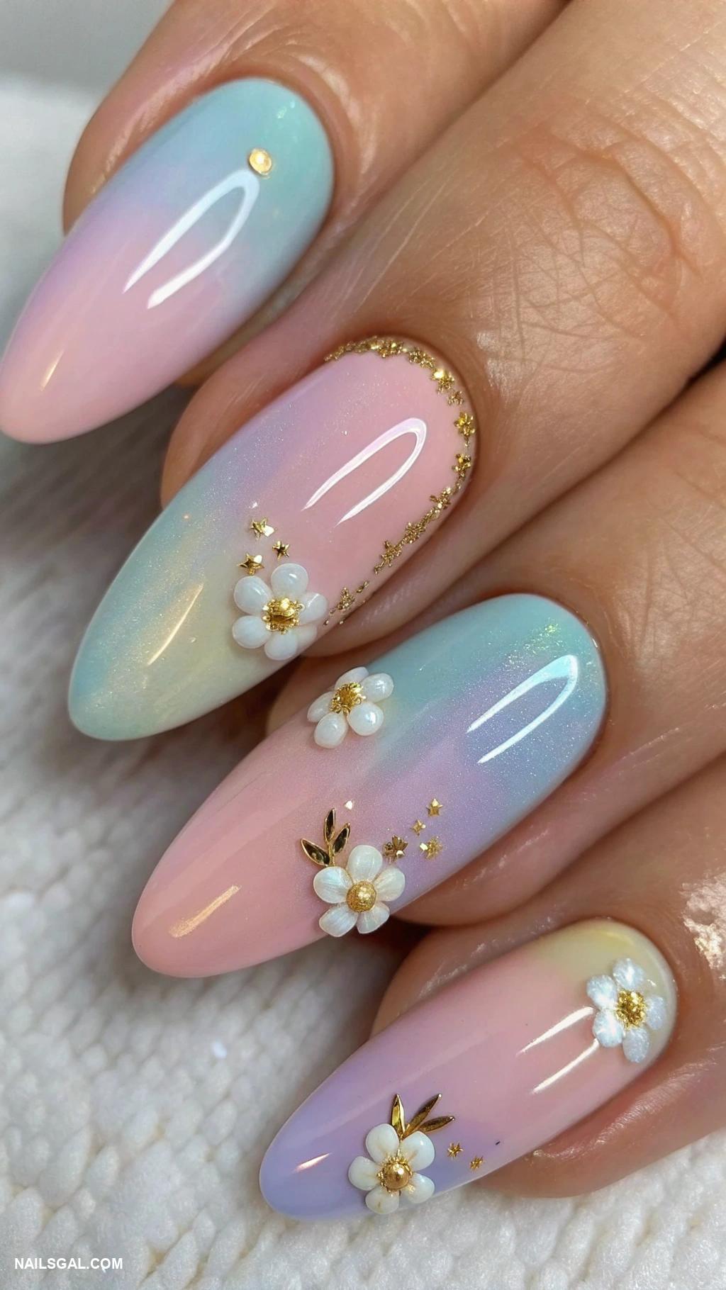 opal nails gel Gradient blend of opal colors