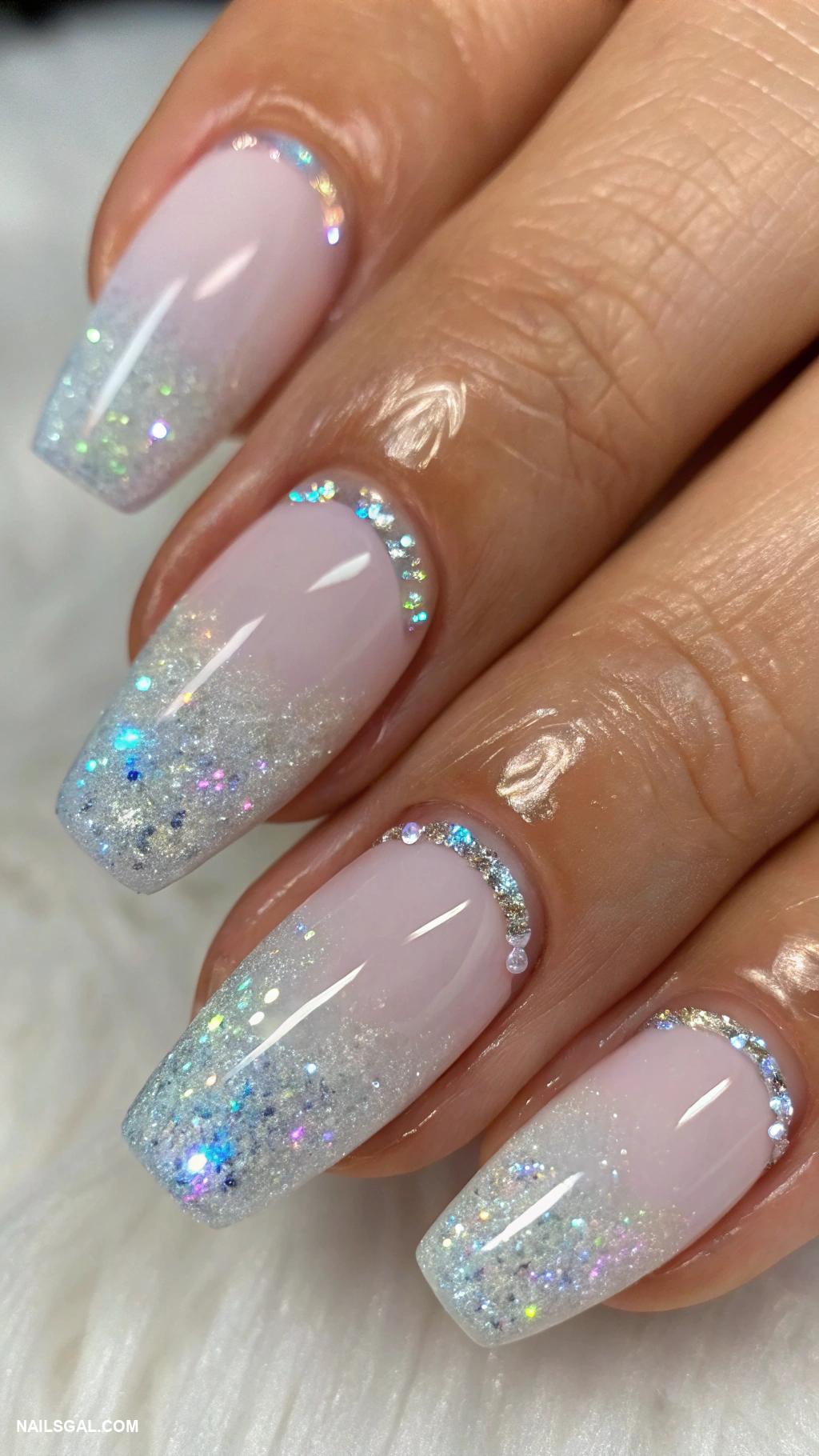 opal nails gel Opal french tips with glitter