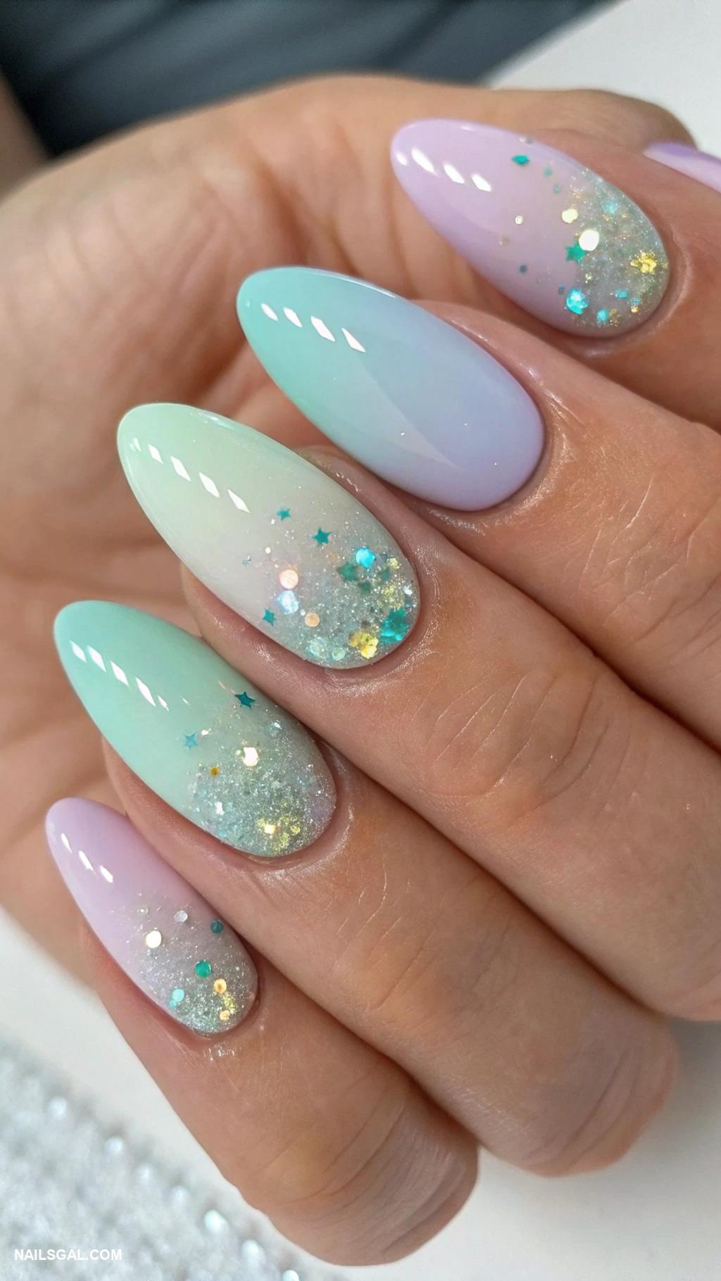 opal nails gel Pastel ombre opal finish