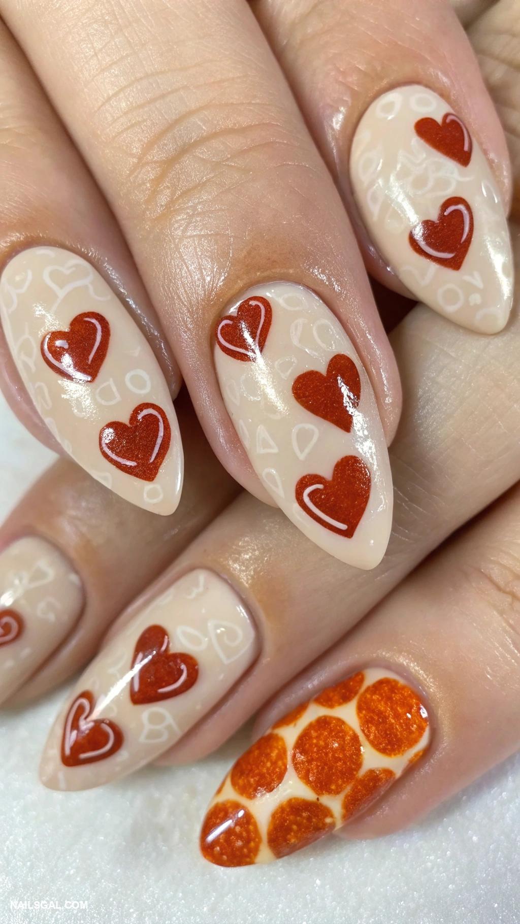 pizza nails Pepperoni heart shapes for romance