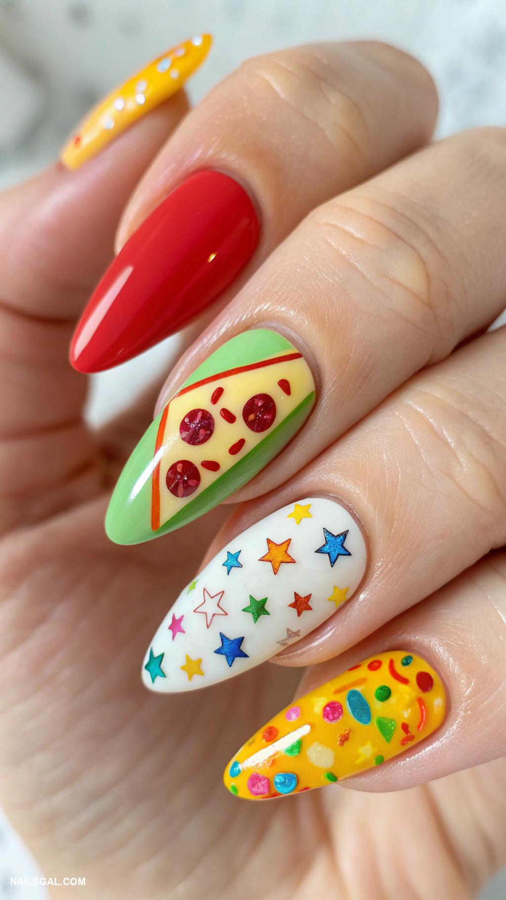 pizza nails Rainbow pizza nails for fun vibes